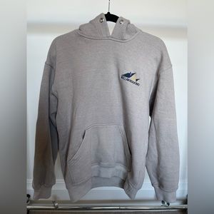 tan thrifted graphic fitted hoodie